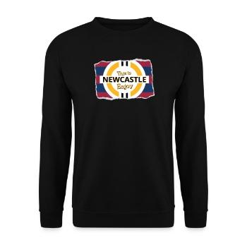 Blauer Roter Turm aus - Unisex Pullover - Schwarz - Vorne - Alina (178cm) & Michal (187cm)