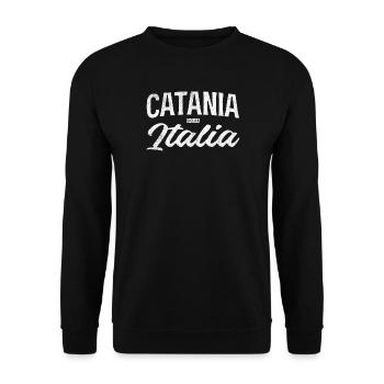 Catania Italia Vintage Script - Unisex Pullover - Schwarz - Vorne - Alina (178cm) & Michal (187cm)