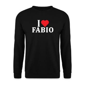 t-shirt I love Fabio t-shirt gift idea - Unisex Sweatshirt - black - Front - Alina (178cm) & Michal (187cm)