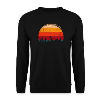 London Sunset Skyline Circle - Unisex Sweatshirt - black - Front - Alina (178cm) & Michal (187cm)