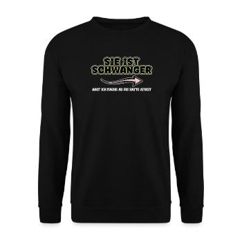 Schwanger Schwangerschaft Familie Papa Statement - Unisex Pullover - Schwarz - Vorne - Alina (178cm) & Michal (187cm)