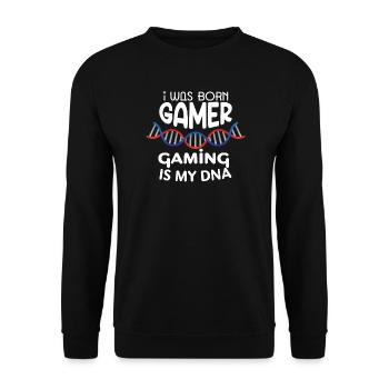 Gamer-DNA: Geboren zum Spielen - Unisex Pullover - Schwarz - Vorne - Alina (178cm) & Michal (187cm)