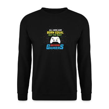 Gleich geboren, werden am besten Gamer - Unisex Pullover - Schwarz - Vorne - Alina (178cm) & Michal (187cm)