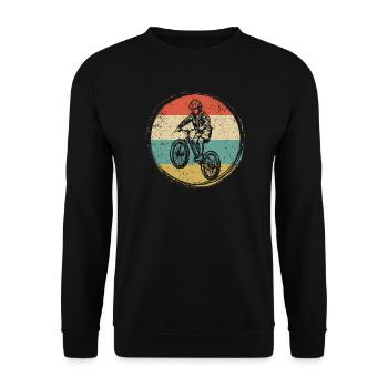 Retro BMX Rider Circle - Unisex Pullover - Schwarz - Vorne - Alina (178cm) & Michal (187cm)