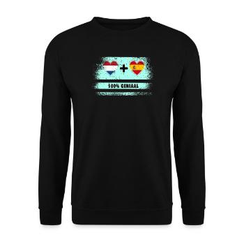 Spain and the Netherlands 100% Genius flag - Unisex Sweatshirt - black - Front - Alina (178cm) & Michal (187cm)