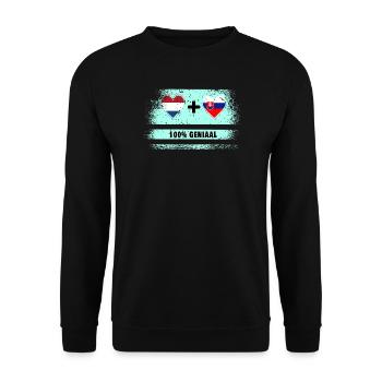 Slovakia and the Netherlands 100% Genius flag - Unisex Sweatshirt - black - Front - Alina (178cm) & Michal (187cm)
