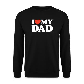 I love my Dad Herz Shirt - Unisex Pullover - Schwarz - Vorne - Alina (178cm) & Michal (187cm)