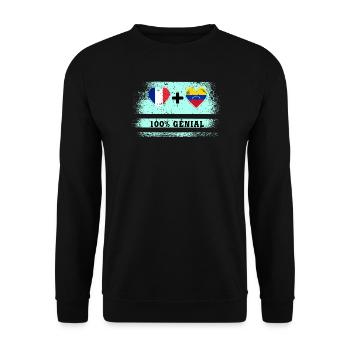 100% tolle Frankreich und Venezuela Flagge - Unisex Pullover - Schwarz - Vorne - Alina (178cm) & Michal (187cm)