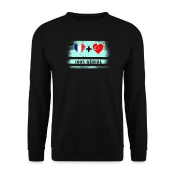 Flag France and Turkey 100% awesome - Unisex Sweatshirt - black - Front - Alina (178cm) & Michal (187cm)