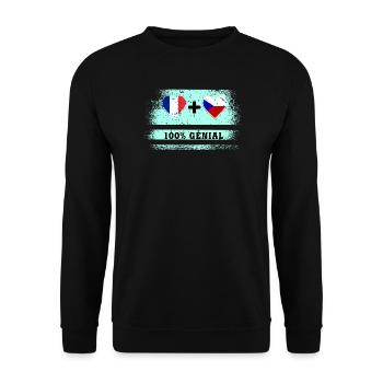 Drapeau France et République tchèque 100% génial - Sweat-shirt Unisexe - noir - Devant - Alina (178cm) & Michal (187cm)