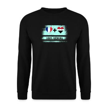 Flagge Frankreich und Syrien 100% genial - Unisex Pullover - Schwarz - Vorne - Alina (178cm) & Michal (187cm)