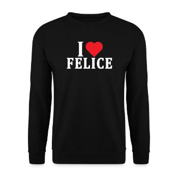 t-shirt I love Happy t-shirt gift idea - Unisex Sweatshirt - black - Front - Alina (178cm) & Michal (187cm)