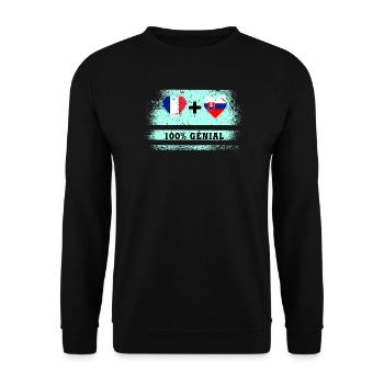 France et Slovaquie Drapeau 100% génial - Sweat-shirt Unisexe - noir - Devant - Alina (178cm) & Michal (187cm)