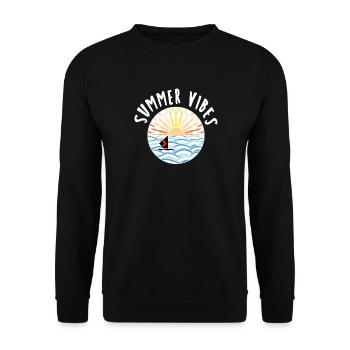 Waves Summer Sail Sun - Unisex Sweatshirt - black - Front - Alina (178cm) & Michal (187cm)