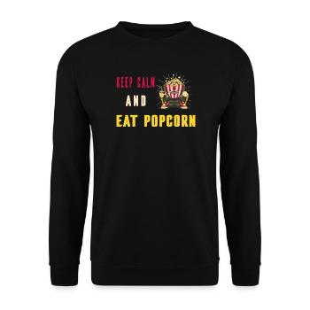 Ruhe bewahren und Popcorn essen - Unisex Pullover - Schwarz - Vorne - Alina (178cm) & Michal (187cm)