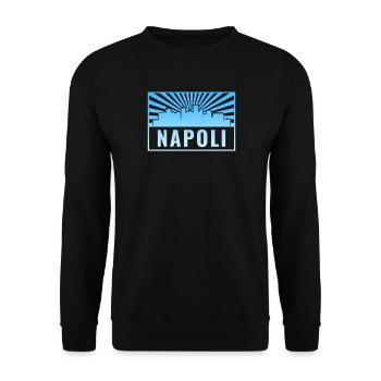 Napoli Skyline Sonnenstrahlen - Unisex Pullover - Schwarz - Vorne - Alina (178cm) & Michal (187cm)