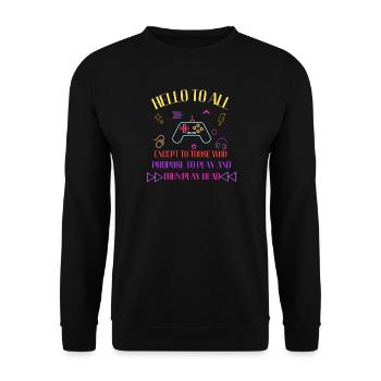 Neon-Gaming-Motto: Spiel und spiel tot - Unisex Pullover - Schwarz - Vorne - Alina (178cm) & Michal (187cm)