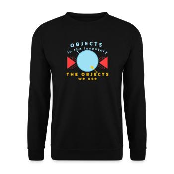 Objekte im Inventar, das wir verwenden - Unisex Pullover - Schwarz - Vorne - Alina (178cm) & Michal (187cm)