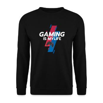 Gaming ist mein Leben - Unisex Pullover - Schwarz - Vorne - Alina (178cm) & Michal (187cm)