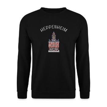 Historisches Rathaus Heppenheim, Hessen - Unisex Pullover - Schwarz - Vorne - Alina (178cm) & Michal (187cm)