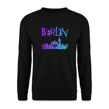 Berlin Skyline Panorama - Unisex Sweatshirt - black - Front - Alina (178cm) & Michal (187cm)
