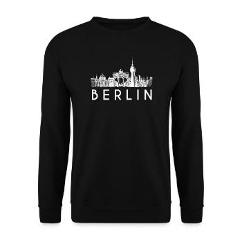 Berlin skyline in white - Unisex Sweatshirt - black - Front - Alina (178cm) & Michal (187cm)