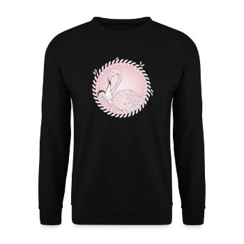 Flamingo bringt das Baby anstatt der Storch - Unisex Pullover - Schwarz - Vorne - Alina (178cm) & Michal (187cm)