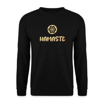 Namaste Flower of Life Gold Yoga Luxus Meditation - Unisex Pullover - Schwarz - Vorne - Alina (178cm) & Michal (187cm)