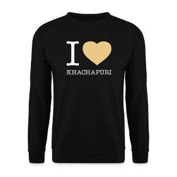 I LOVE Khachapuri - Unisex Pullover - Schwarz - Vorne - Alina (178cm) & Michal (187cm)