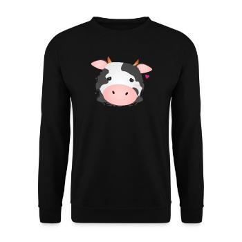 cute cow for animal lovers and farm fans - Unisex Sweatshirt - black - Front - Alina (178cm) & Michal (187cm)