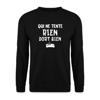 dormir, fatigué, grasse matinée, pas du matin - Sweat-shirt Unisexe - noir - Devant - Alina (178cm) & Michal (187cm)