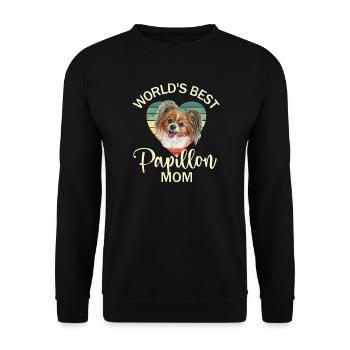 Hund Papillon Zwergspaniel - Unisex Pullover - Schwarz - Vorne - Alina (178cm) & Michal (187cm)