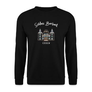 Essen, emblématique château entouré de douves Borbeck, région de la Ruhr - Sweat-shirt Unisexe - noir - Devant - Alina (178cm) & Michal (187cm)