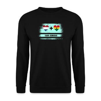 Ghana und die Niederlande 100% Genius Flagge - Unisex Pullover - Schwarz - Vorne - Alina (178cm) & Michal (187cm)