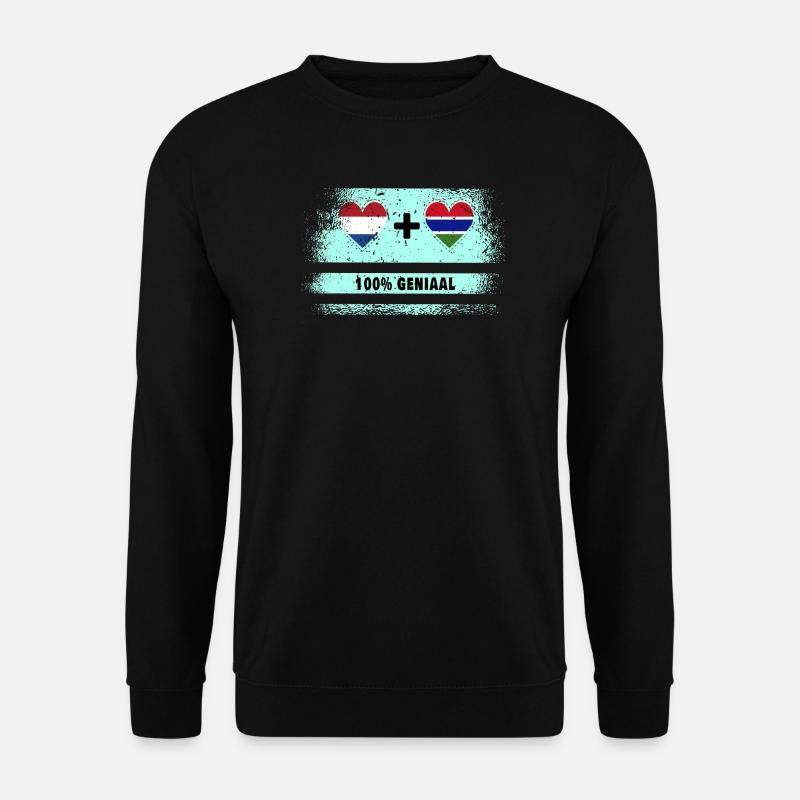 Gambia und Niederlande 100% Genius Flagge - Unisex Pullover - Schwarz