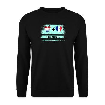 France and the Netherlands 100% Genius flag - Unisex Sweatshirt - black - Front - Alina (178cm) & Michal (187cm)