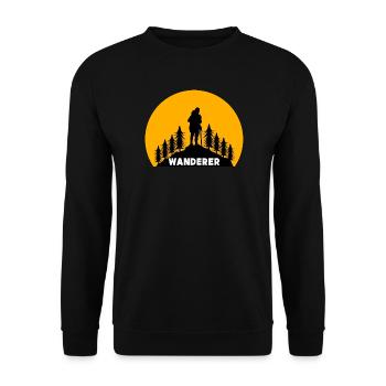 Wanderung Wandern Spruch Wanderer Berggipfel - Unisex Pullover - Schwarz - Vorne - Alina (178cm) & Michal (187cm)