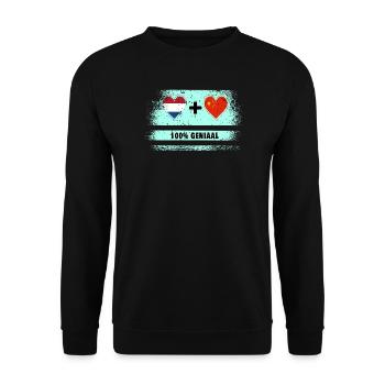 China and the Netherlands 100% Genius flag - Unisex Sweatshirt - black - Front - Alina (178cm) & Michal (187cm)