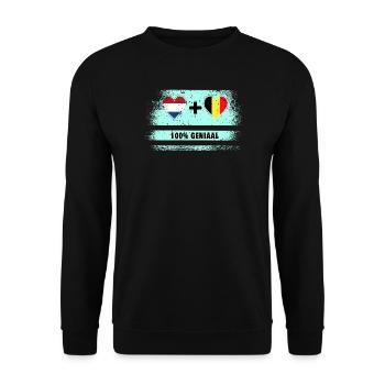 Belgium and the Netherlands 100% Genius flag - Unisex Sweatshirt - black - Front - Alina (178cm) & Michal (187cm)