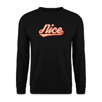Nice Retro Schriftzug - Unisex Pullover - Schwarz - Vorne - Alina (178cm) & Michal (187cm)
