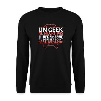 Geek Reboot at Last Savepoint - Unisex Sweatshirt - black - Front - Alina (178cm) & Michal (187cm)