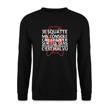 Je squatte ma console humour gamer - Unisex Sweatshirt - black - Front - Alina (178cm) & Michal (187cm)