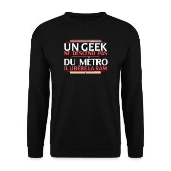 Geeks Ne Descend Pas Du Metro - Unisex Sweatshirt - black - Front - Alina (178cm) & Michal (187cm)