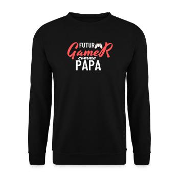 Futur Gamer Papa - Unisex Sweatshirt - black - Front - Alina (178cm) & Michal (187cm)