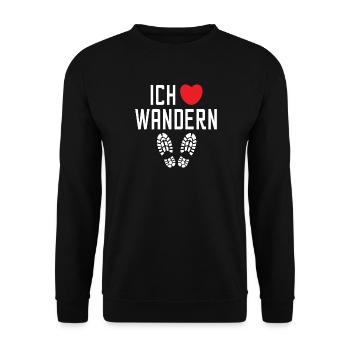 Herz Wanderer Ich Liebe Wandern Statement - Unisex Pullover - Schwarz - Vorne - Alina (178cm) & Michal (187cm)