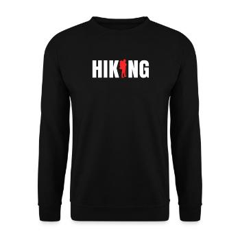 Wanderer Quote Nature Experience Hike Hiking - Unisex Sweatshirt - black - Front - Alina (178cm) & Michal (187cm)