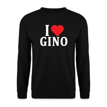 T-Shirt Ich liebe Gino T-Shirt Geschenkidee - Unisex Pullover - Schwarz - Vorne - Alina (178cm) & Michal (187cm)