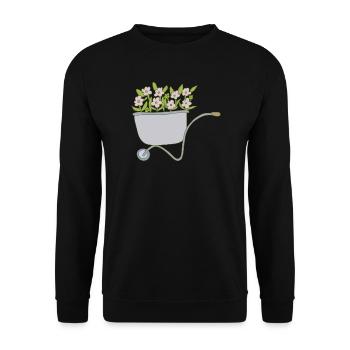 Wheelbarrows Flowers - Unisex Sweatshirt - black - Front - Alina (178cm) & Michal (187cm)