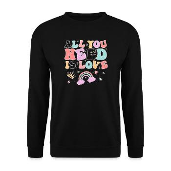 All You Need Is Love Rainbow - Unisex Sweatshirt - black - Front - Alina (178cm) & Michal (187cm)