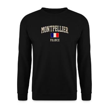 Montpellier France Vintage Design - Unisex Sweatshirt - black - Front - Alina (178cm) & Michal (187cm)